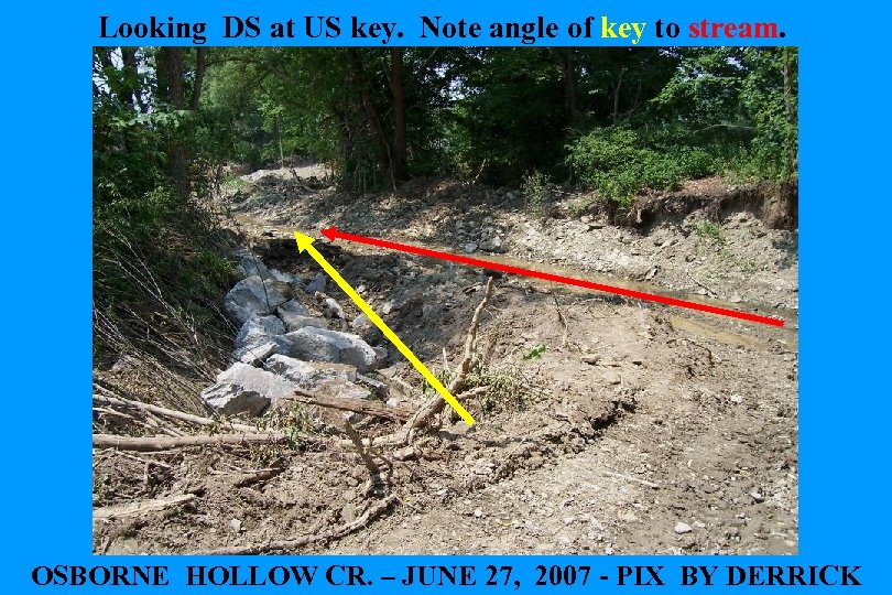 Looking DS at US key. Note angle of key to stream. OSBORNE HOLLOW CR.