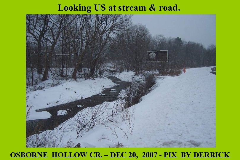 Looking US at stream & road. OSBORNE HOLLOW CR. – DEC 20, 2007 -