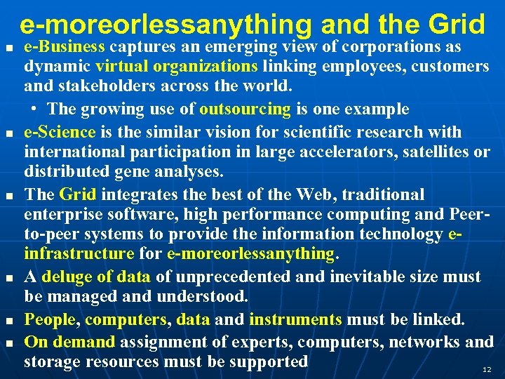 e-moreorlessanything and the Grid e-Business captures an emerging view of corporations as dynamic virtual