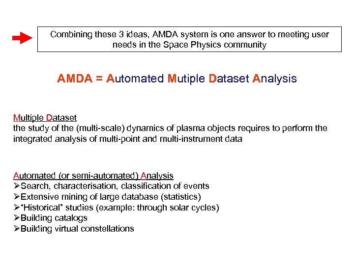 Combining these 3 ideas, AMDA system is one answer to meeting user needs in