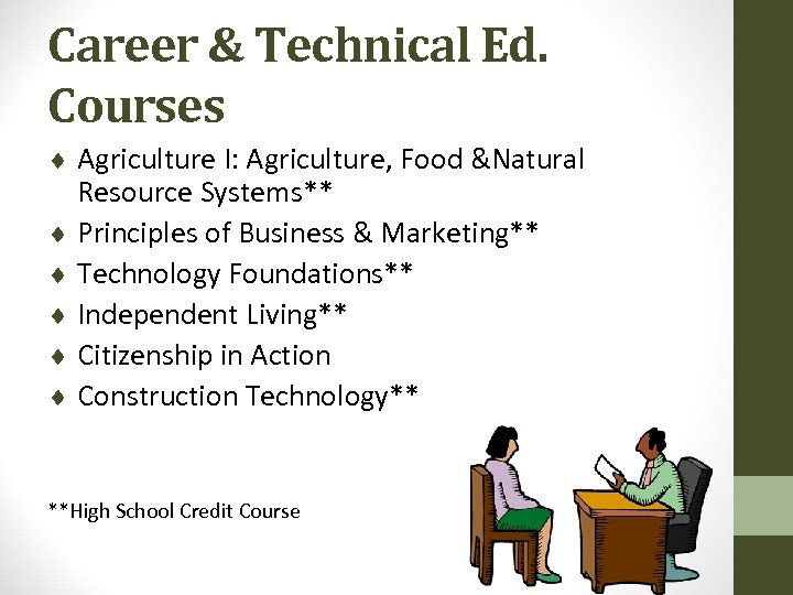 Career & Technical Ed. Courses ¨ Agriculture I: Agriculture, Food &Natural Resource Systems** ¨