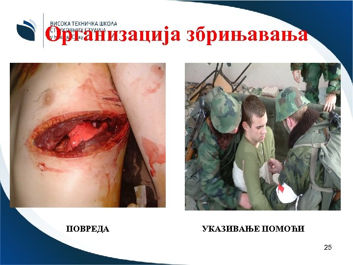 Организација збрињавања ПОВРЕДА УКАЗИВАЊЕ ПОМОЋИ 25 