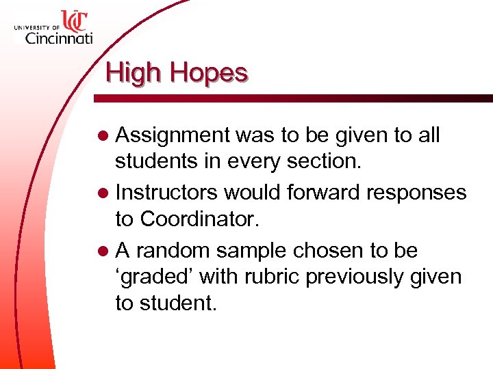 High Hopes l Assignment was to be given to all students in every section.
