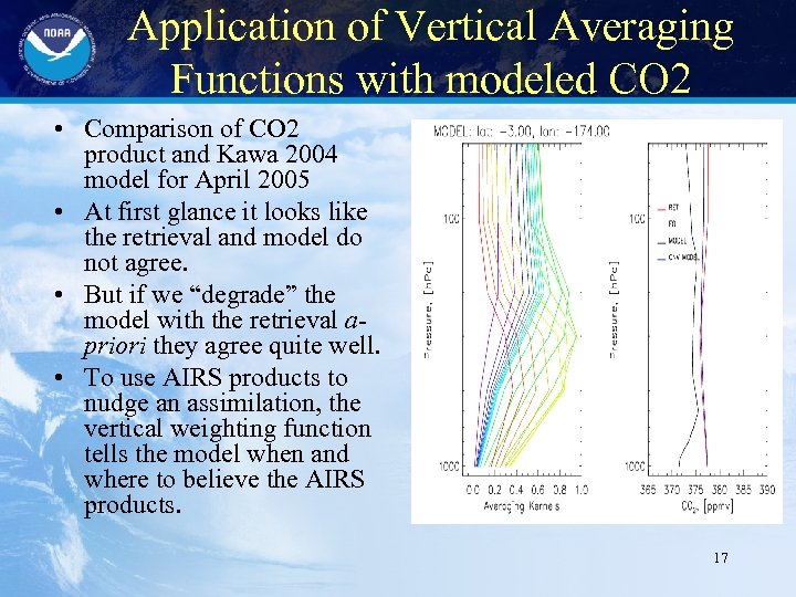 Application of Vertical Averaging Functions with modeled CO 2 • Comparison of CO 2