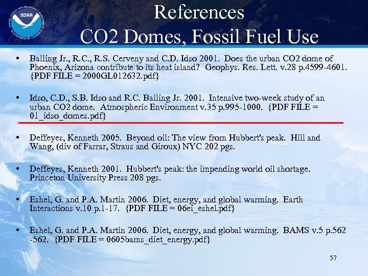 References CO 2 Domes, Fossil Fuel Use • Balling Jr. , R. C. ,