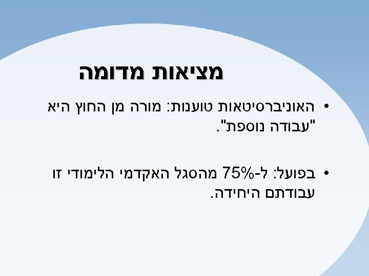  מציאות מדומה • האוניברסיטאות טוענות: מורה מן החוץ היא 