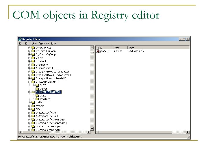 COM objects in Registry editor 