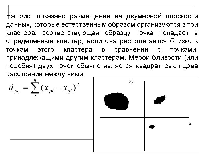 На рис. показано размещение на двумерной плоскости данных, которые естественным образом организуются в три