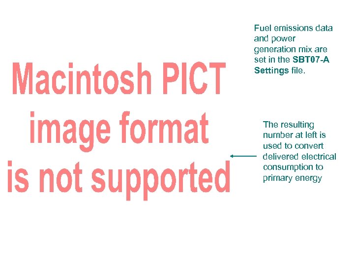 Fuel emissions data and power generation mix are set in the SBT 07 -A