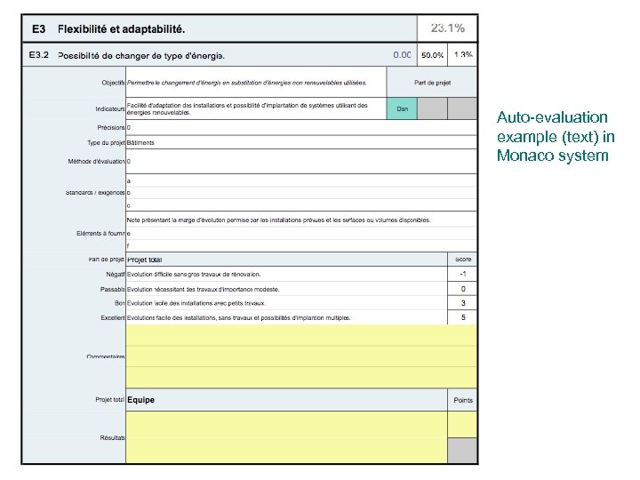 Auto-evaluation example (text) in Monaco system 
