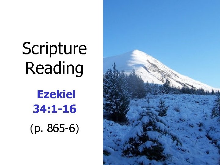 Scripture Reading Ezekiel 34: 1 -16 (p. 865 -6) 