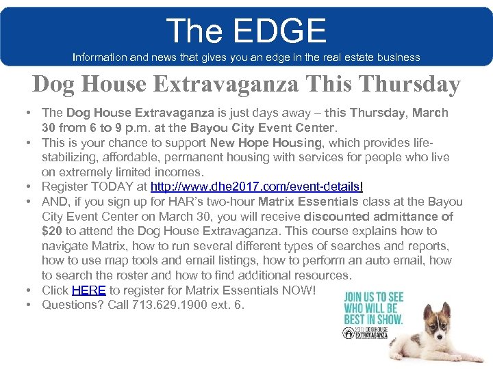 The EDGE Information and news that gives you an edge in the real estate