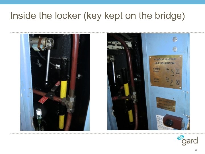 Inside the locker (key kept on the bridge) 24 