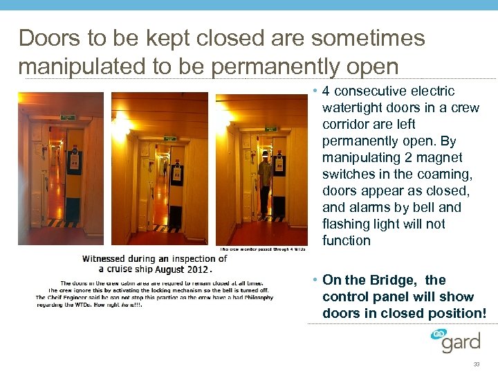 Doors to be kept closed are sometimes manipulated to be permanently open • 4