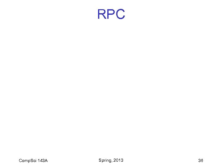 RPC Comp. Sci 143 A Spring, 2013 36 