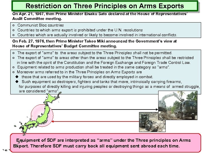 Restriction on Three Principles on Arms Exports On Apr. 21, 1967, then Prime Minister