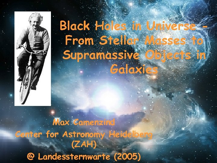 Black Holes in Universe From Stellar Masses to Supramassive Objects in Galaxies Max Camenzind