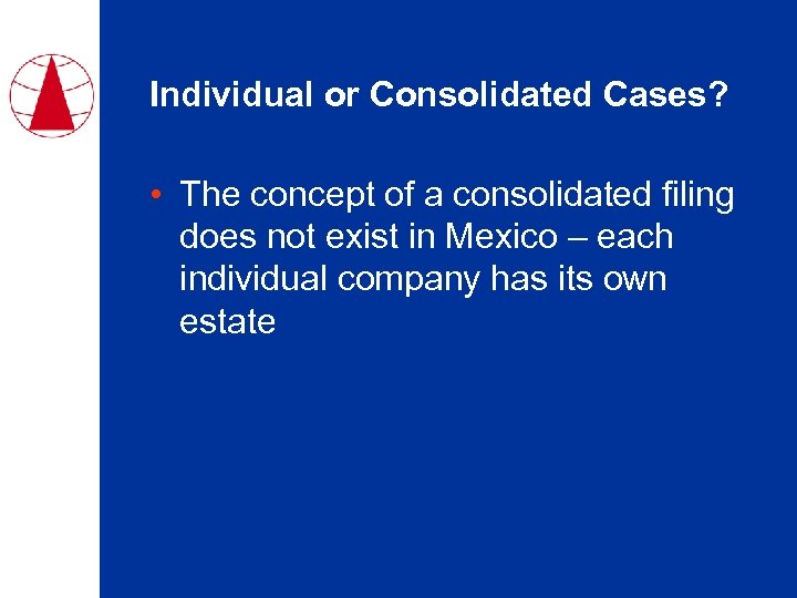 Individual or Consolidated Cases? • The concept of a consolidated filing does not exist
