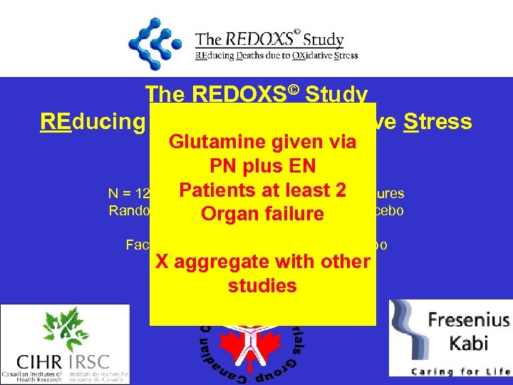 The REDOXS© Study REducing Deaths from OXidative Stress Glutamine given via Dr. Daren Heyland