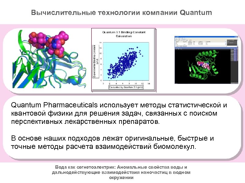 Вычислительные технологии компании Quantum Pharmaceuticals использует методы статистической и квантовой физики для решения задач,