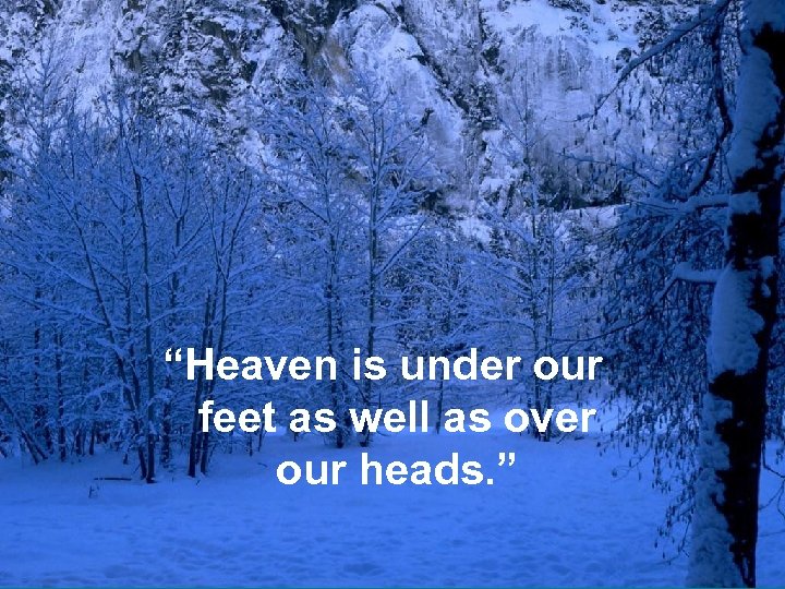 “Heaven is under our feet as well as over our heads. ” 