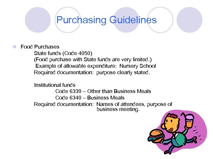 Purchasing Guidelines l Food Purchases State funds (Code 4050) (Food purchase with State funds