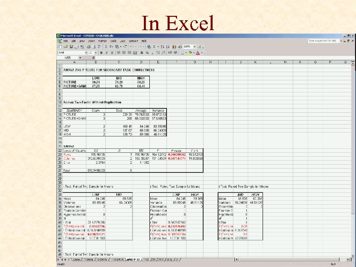 In Excel 