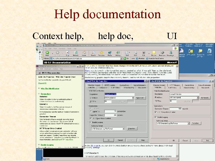 Help documentation Context help, help doc, UI 