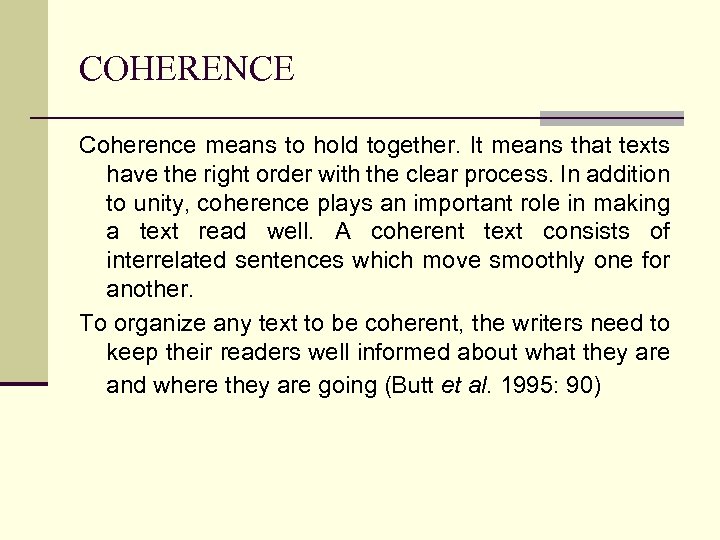 coherence examples in sentence