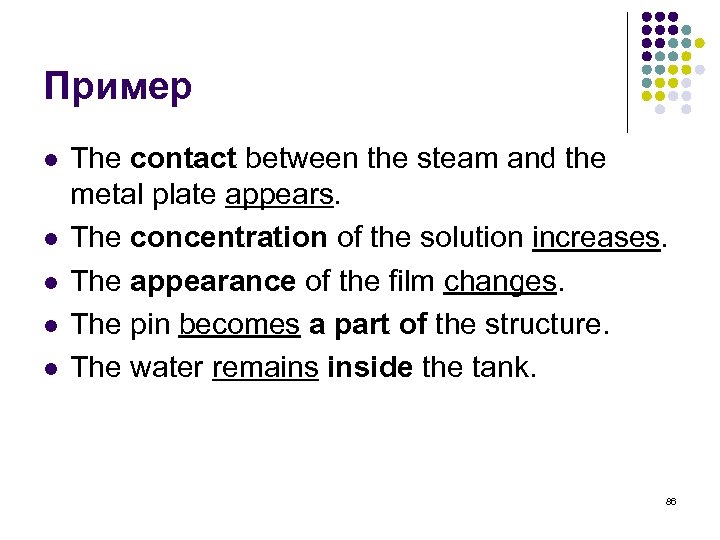 Пример l l l The contact between the steam and the metal plate appears.