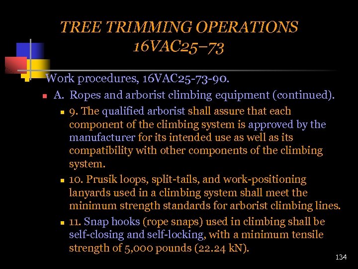 TREE TRIMMING OPERATIONS 16 VAC 25– 73 n Work procedures, 16 VAC 25 -73