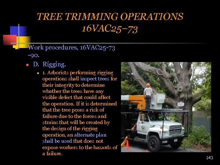 TREE TRIMMING OPERATIONS 16 VAC 25– 73 n Work procedures, 16 VAC 25 -73