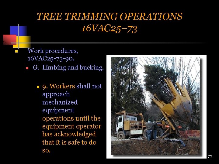 TREE TRIMMING OPERATIONS 16 VAC 25– 73 n Work procedures, 16 VAC 25 -73