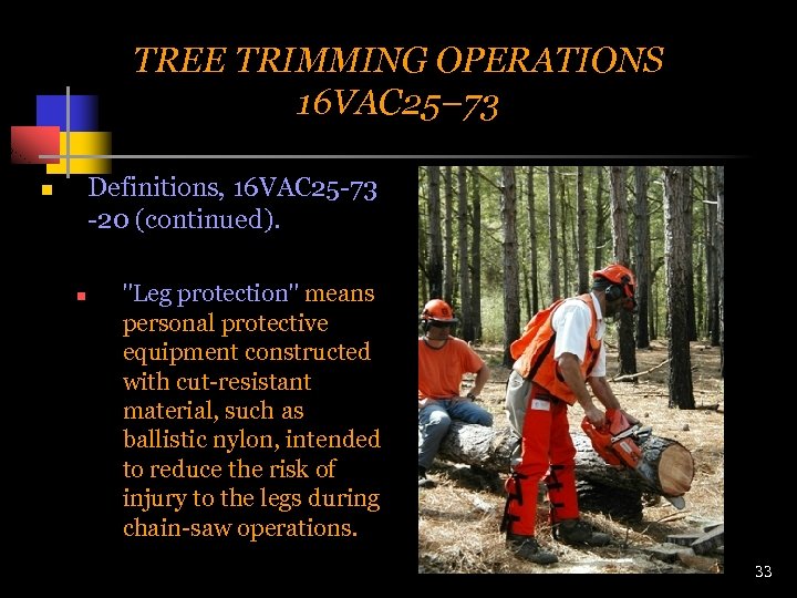 TREE TRIMMING OPERATIONS 16 VAC 25– 73 Definitions, 16 VAC 25 -73 -20 (continued).