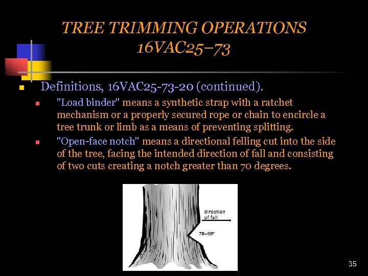 TREE TRIMMING OPERATIONS 16 VAC 25– 73 Definitions, 16 VAC 25 -73 -20 (continued).