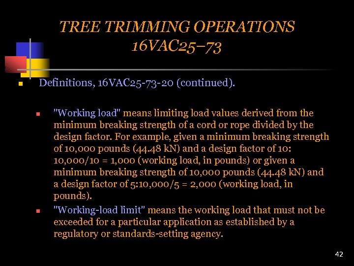 TREE TRIMMING OPERATIONS 16 VAC 25– 73 n Definitions, 16 VAC 25 -73 -20