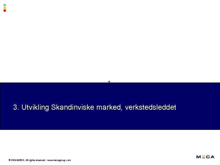 1. 3. Utvikling Skandinviske marked, verkstedsleddet Sidan © 200413 MECA. All rights reserved. www.