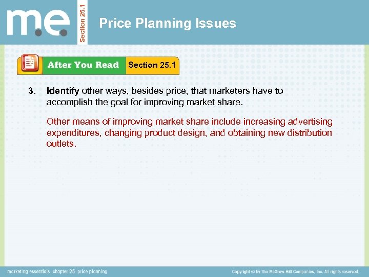 Section 25. 1 Price Planning Issues Section 25. 1 3. Identify other ways, besides