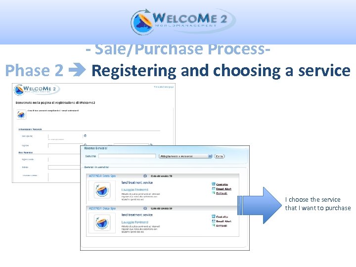 - Sale/Purchase Process. Phase 2 Registering and choosing a service I choose the service