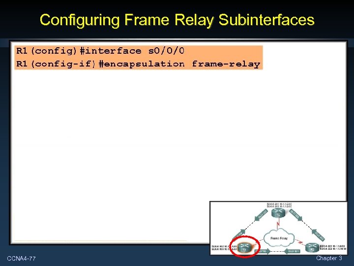 Configuring Frame Relay Subinterfaces CCNA 4 -77 Chapter 3 