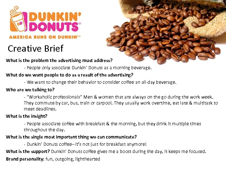 Creative Brief What is the problem the advertising must address? - People only associate