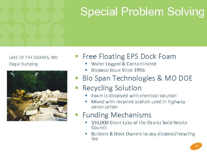 Special Problem Solving LAKE OF THE OZARKS, MO Illegal Dumping • Free Floating EPS