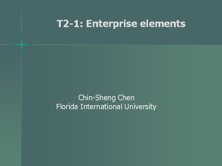 T 2 -1: Enterprise elements Chin-Sheng Chen Florida International University 