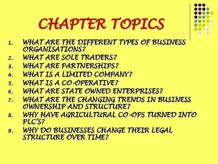 CHAPTER TOPICS 1. 2. 3. 4. 5. 6. 7. 8. 9. WHAT ARE THE