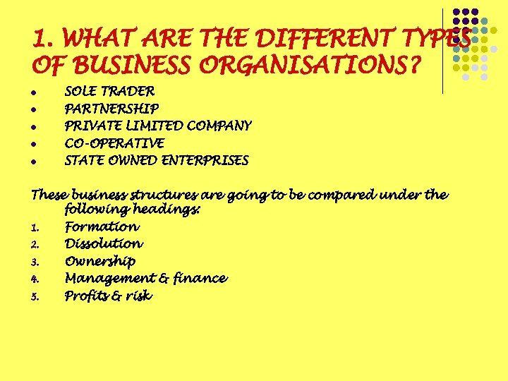 CHAP 19 TYPES OF BUSINESS ORGANISATION CHAPTER