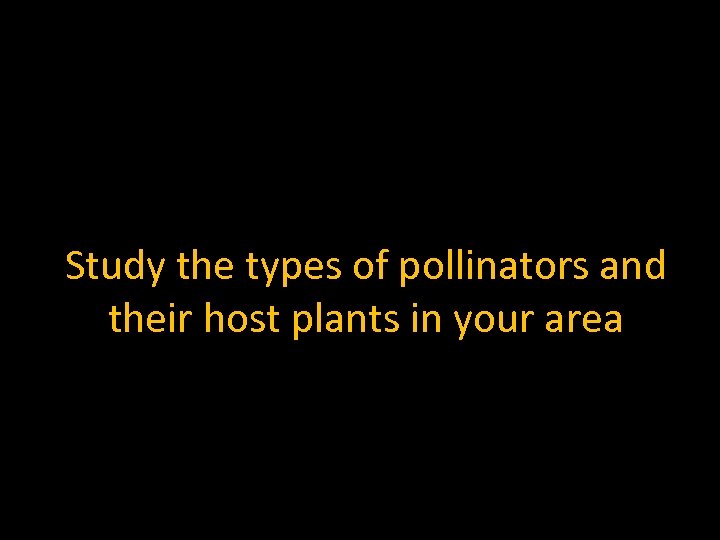 Study the types of pollinators and their host plants in your area 