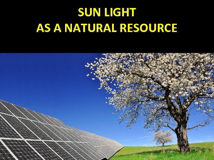 SUN LIGHT AS A NATURAL RESOURCE 