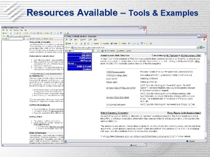 Resources Available – Tools & Examples 