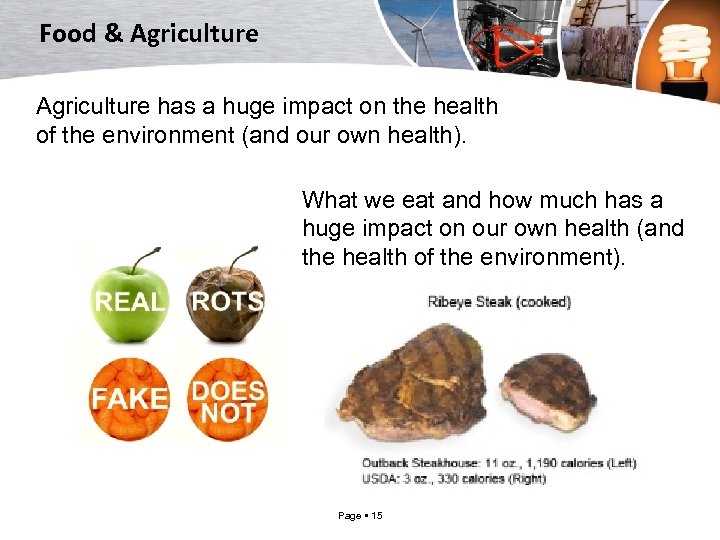 Food & Agriculture has a huge impact on the health of the environment (and