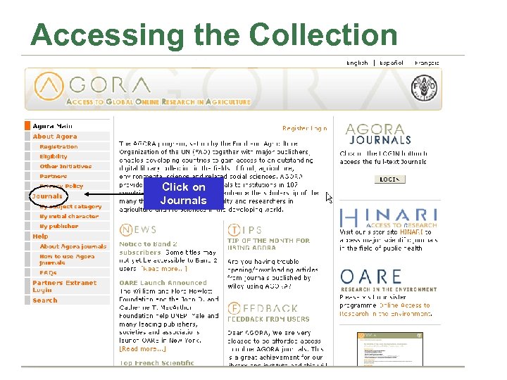 Accessing the Collection Click on Journals 